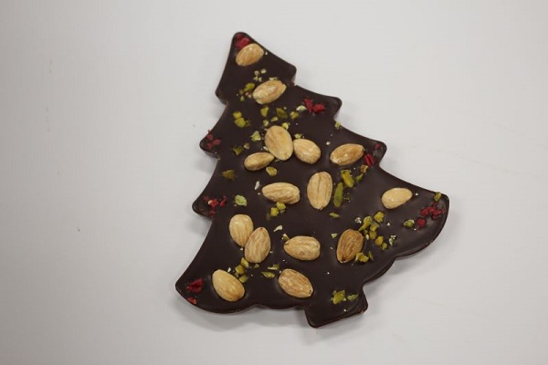 Tafelschokolade Weihnachtsbaum Zartbitter mit Mandeln